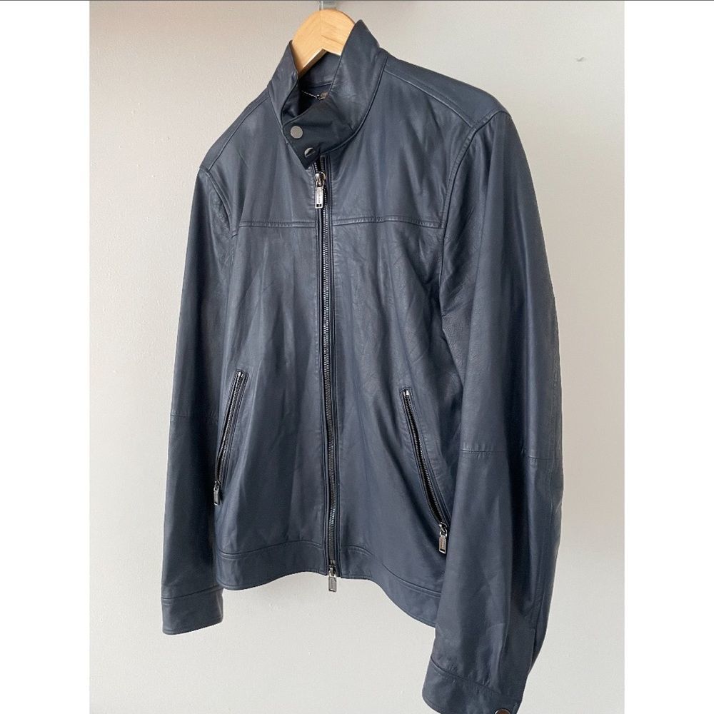 Michael Kors - Men’s Medium - Cobalt Leather Bomber Jacket